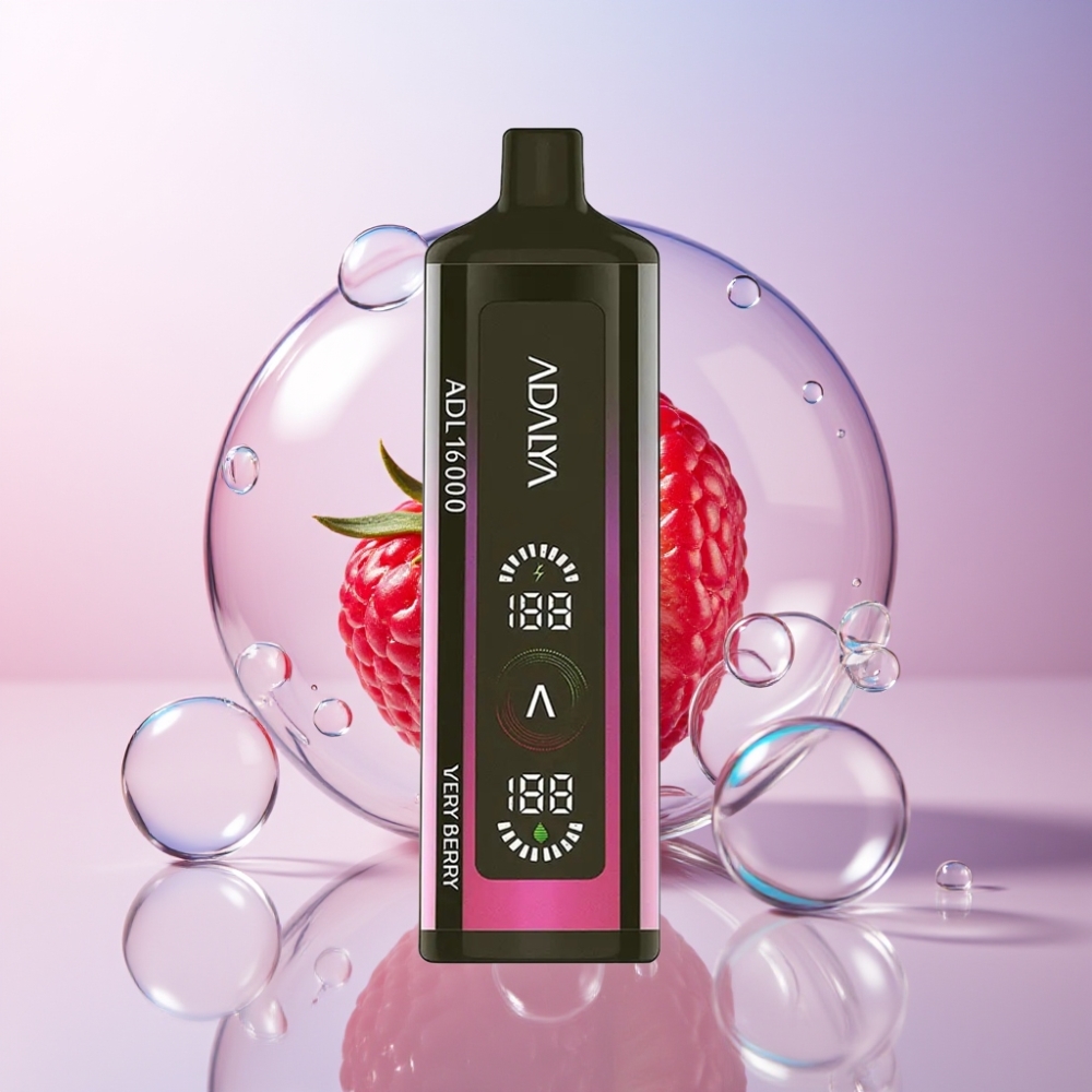 Adalya ADL 16000 PRO Puffs Disposable Vape Australia Wholesale - 25ml Smart Mesh Coil, USB-C Rechargeable, Digital Screen, Very Berry