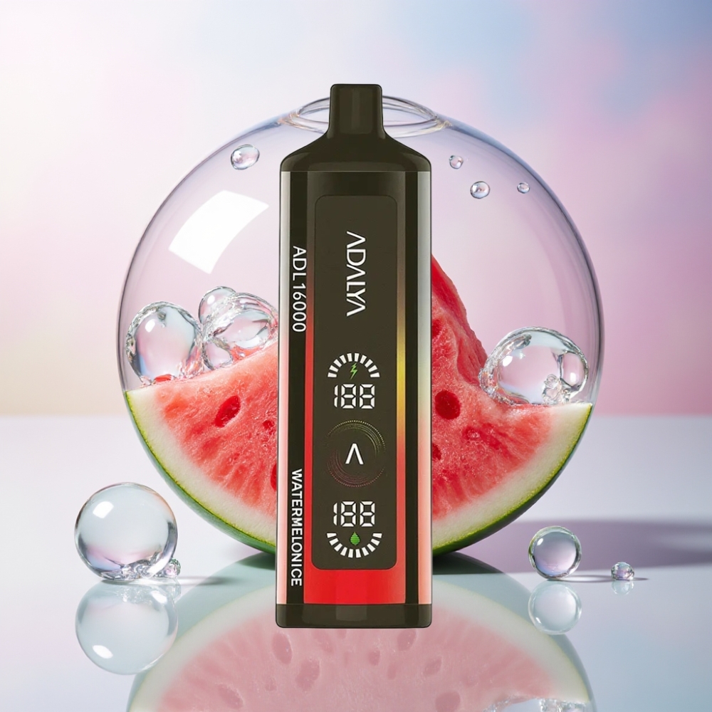 Adalya ADL 16000 PRO Puffs Disposable Vape Australia Wholesale - 25ml Smart Mesh Coil, USB-C Rechargeable, Digital Screen, Watermelon Ice