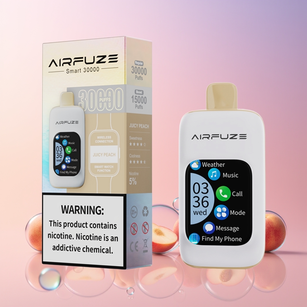 Australia Wholesale AirFuze Smart 30000 Puffs Disposable Vape – 5% Nicotine, 900mAh Battery, Type-C Charging, Juicy Peach