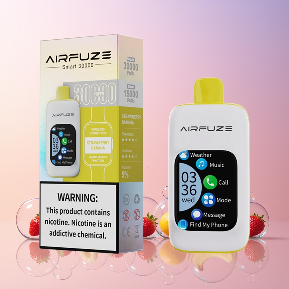 Australia Wholesale AirFuze Smart 30000 Puffs Disposable Vape – 5% Nicotine, 900mAh Battery, Type-C Charging, Strawberry Banana