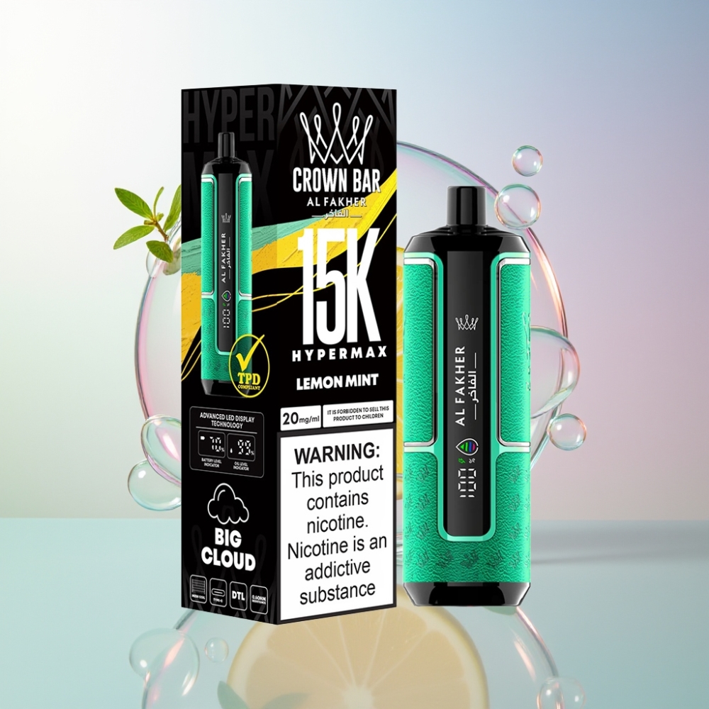 Al Fakher Crown Bar 15K Hypermax 22ml 15000 Puffs Australia Wholesale Disposable Vape Kit Lemon Mint