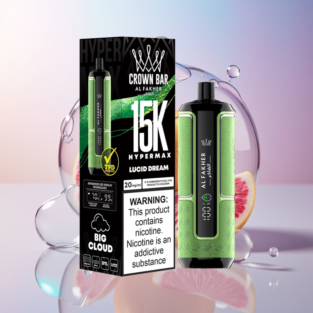 Al Fakher Crown Bar 15K Hypermax Disposable Vape Kit 22ml 15000 Puffs Australia Wholesale Lucid Dream