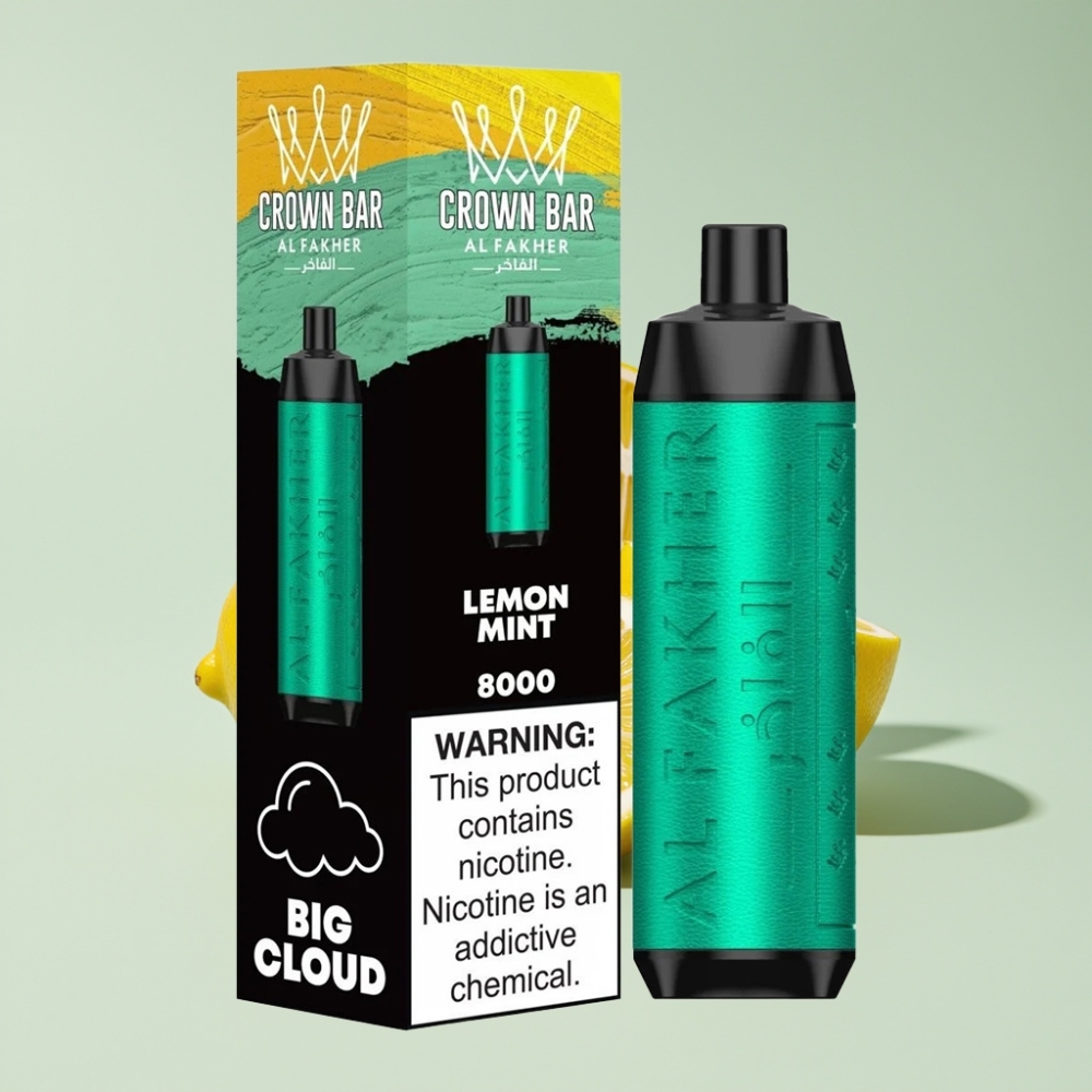 Al Fakher Crown Bar 8000 Crystal Disposable Vape Australia Wholesale – 18mL, 5mg, 8000 Puffs, Lemon Mint