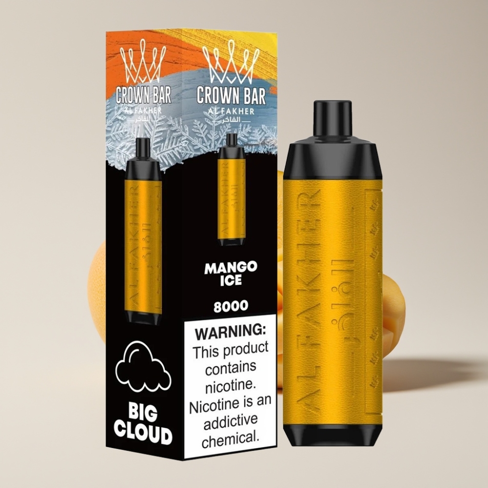 Al Fakher Crown Bar 8000 Crystal Disposable Vape Australia Wholesale - 18ml, 5mg, 8000 Puffs, Mango Ice