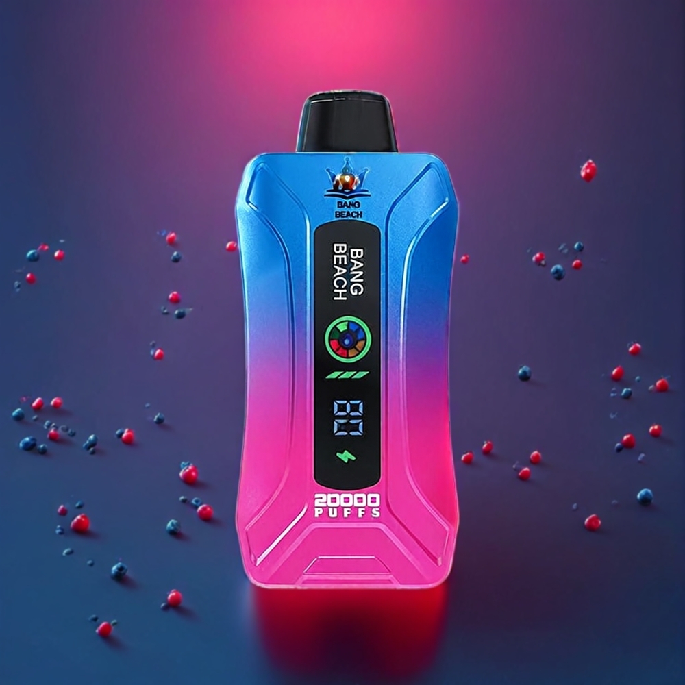 Bang Beach 20000 Puffs Australia Wholesale – 35ml E-Liquid, 650mAh Battery, Smart Screen (Blueberry Raspberry)