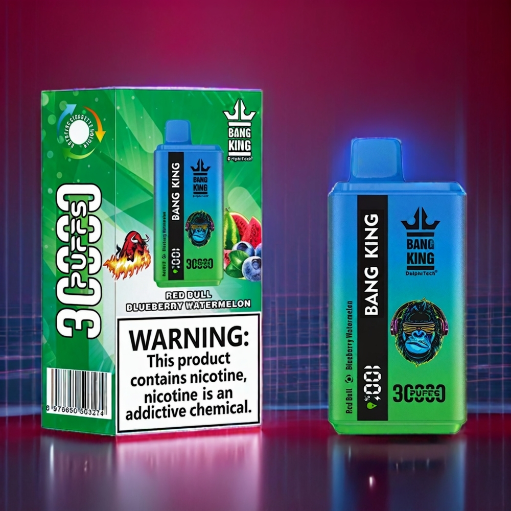 Australia Wholesale Bang King 30000 Puffs Disposable Vape – 36ML E-Liquid, 550mAh Battery, Dual Mesh Coil (Red Bull Blueberry Watermelon)