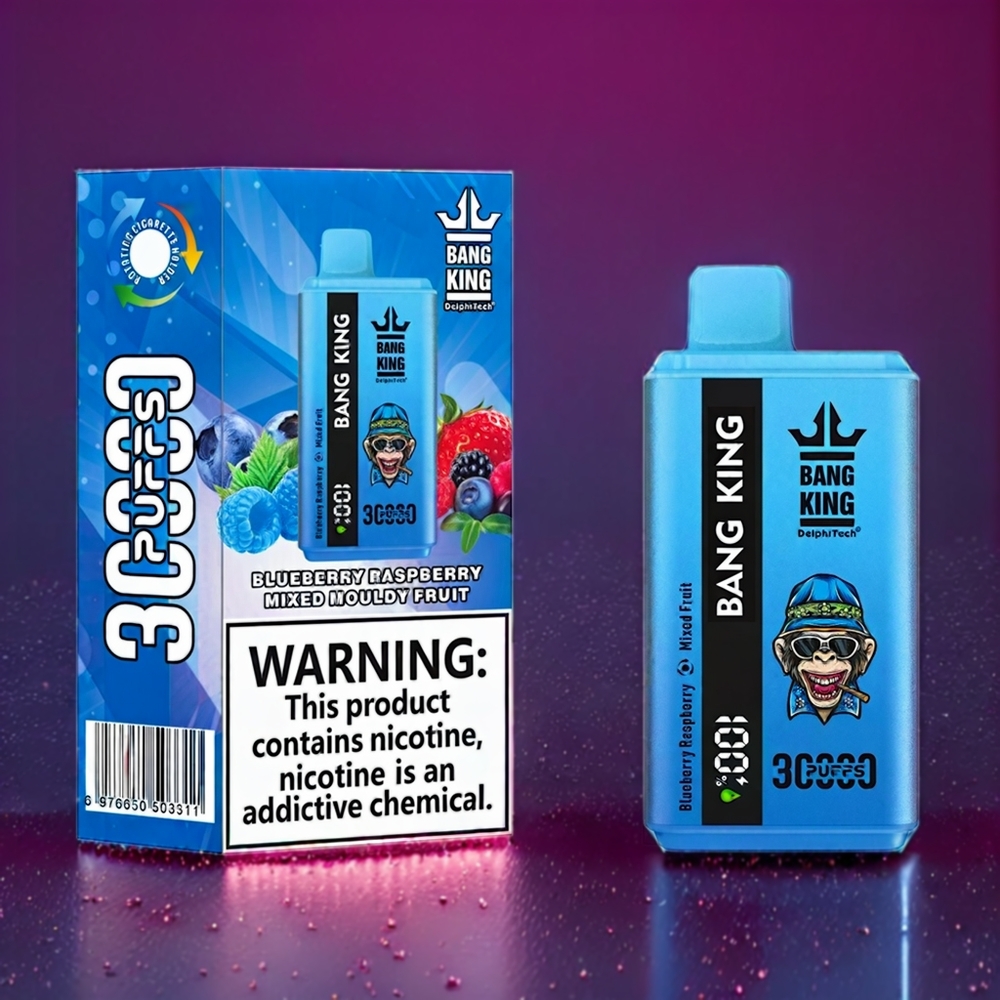 Australia Wholesale Bang King 30000 Puffs Disposable Vape – 36mL E-Liquid, 1.2 Mesh Dual Coil, Blueberry Raspberry Mouldy Fruit