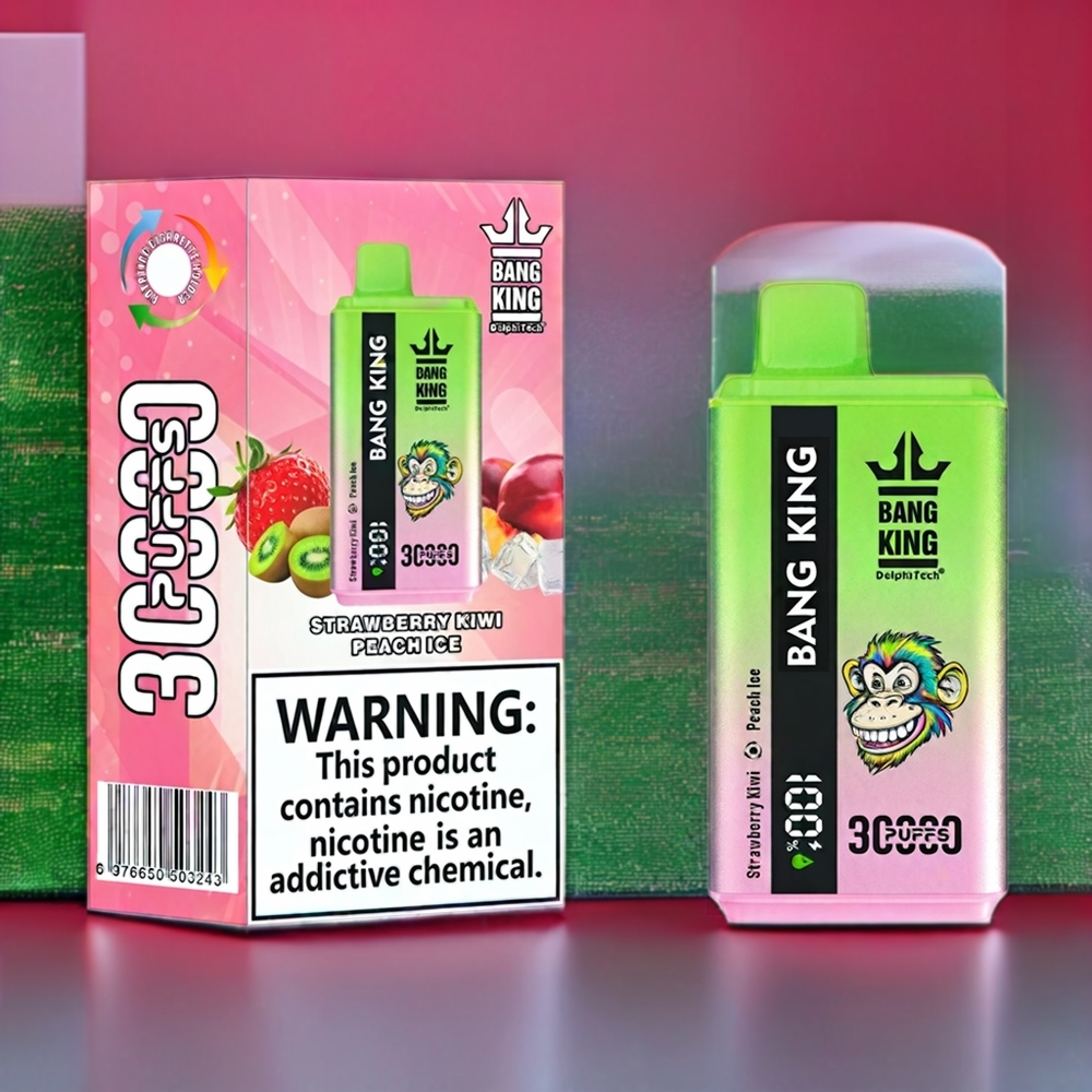 Bang King 30000 Puffs Disposable Vape – 36ml E-Liquid, 550mAh Battery, Type-C Charging | Strawberry Kiwi Peach Ice | Australia Wholesale