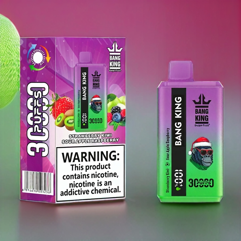 Bang King 30000 Puffs Disposable Vape – 36ml E-Liquid, 550mAh Battery, Type-C Charging (Strawberry Kiwi Sour Apple Raspberry) | Australia Wholesale
