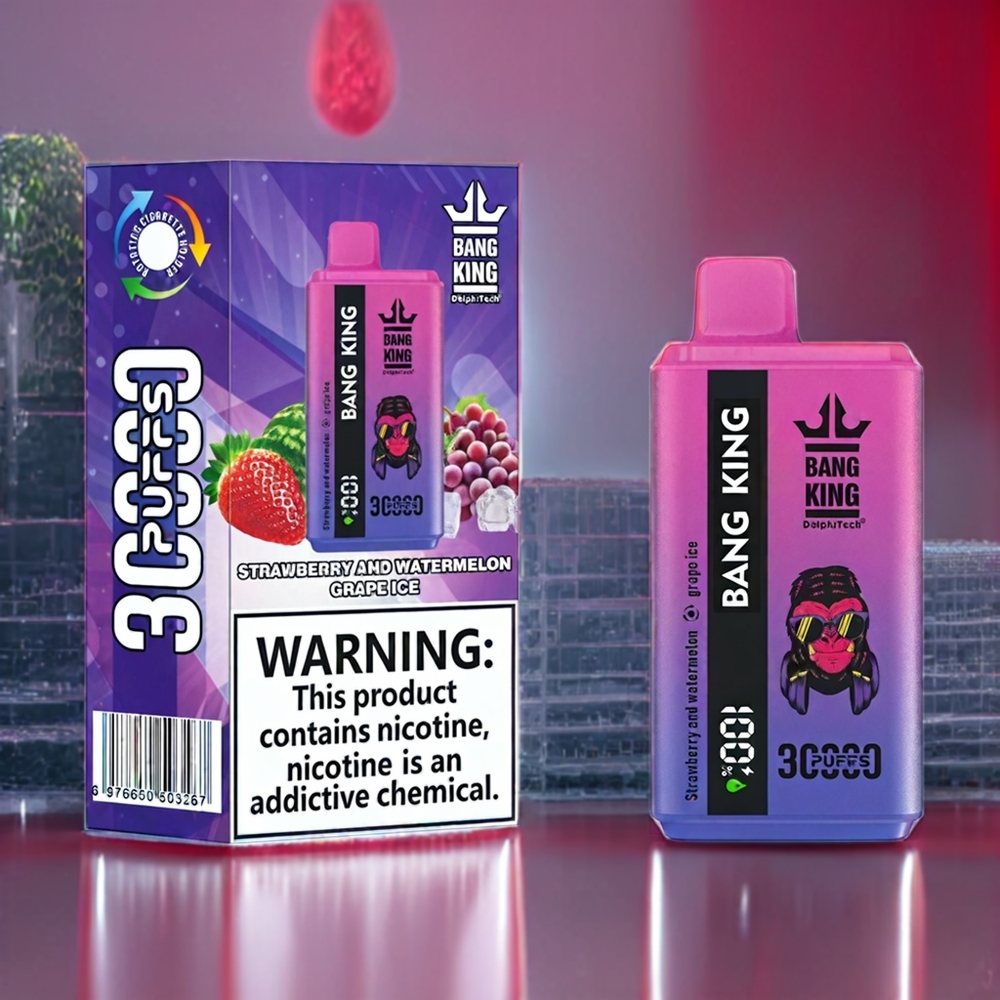 Bang King 30000 Puffs Disposable Vape – 36ml E-Liquid, 550mAh Battery, Type-C Charging (Strawberry Watermelon Grape Ice) | Australia Wholesale