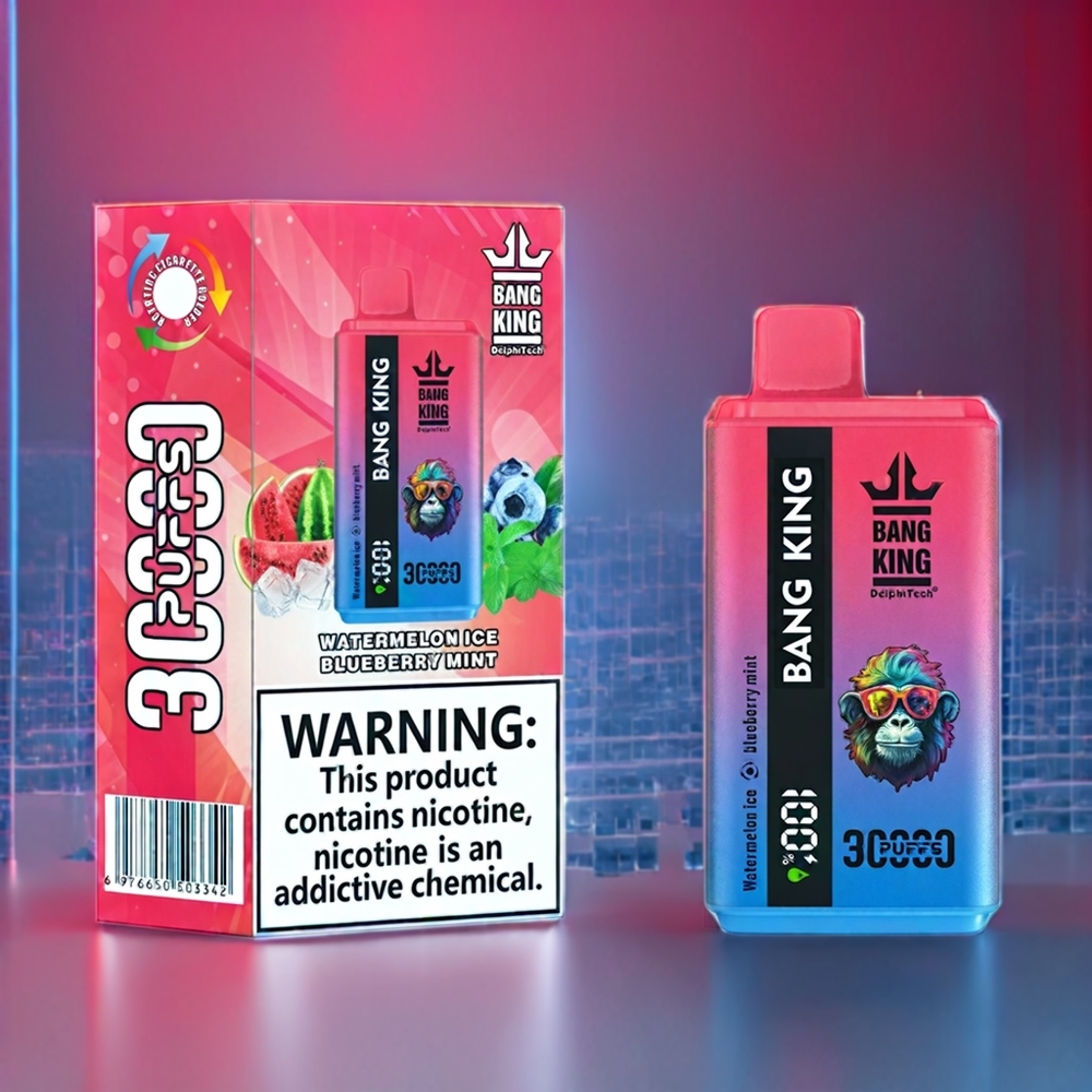 Bang King 30000 Puffs Disposable Vape – 36ml E-Liquid, 550mAh Battery, Type-C Charging (Watermelon Ice Blueberry Mint) | Australia Wholesale