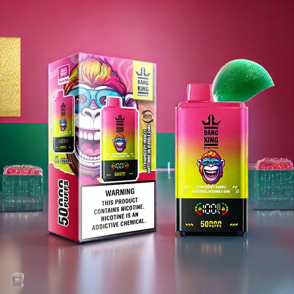 Australia Wholesale Bang King 50000 – 50ML 850mAh Mesh Coil Disposable Vape (Strawberry Mango Watermelon Bubble Gum)