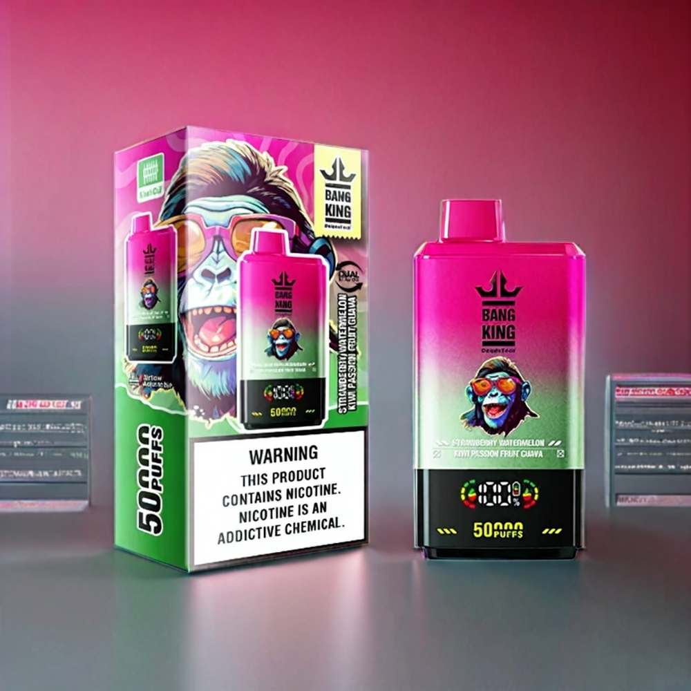 Australia Wholesale Bang King 50000 Disposable Vape – 50ml E-Liquid, 850mAh Battery, Type-C Charging (Strawberry Watermelon Kiwi Passion Fruit Guava)