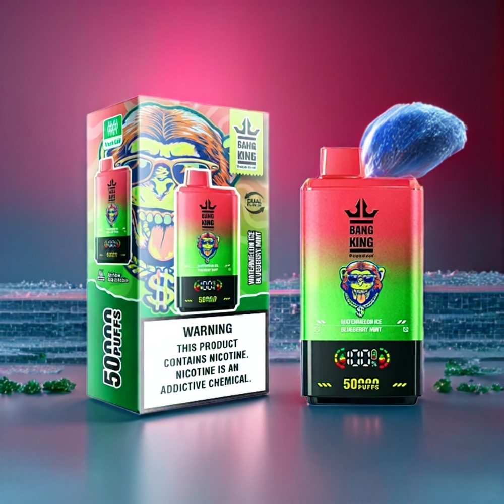 Bang King 50000 Disposable Vape – 50ML E-Liquid, 850mAh Battery, Type-C Charging | Australia Wholesale (Watermelon Ice Blueberry Mint)