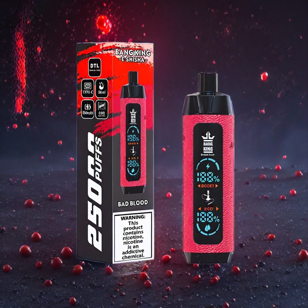 Bang King Shisha 25000 Puffs Disposable Vape – 30ml E-Liquid, 650mAh Battery, Type-C Charging (Australia Wholesale) – Bad Blood