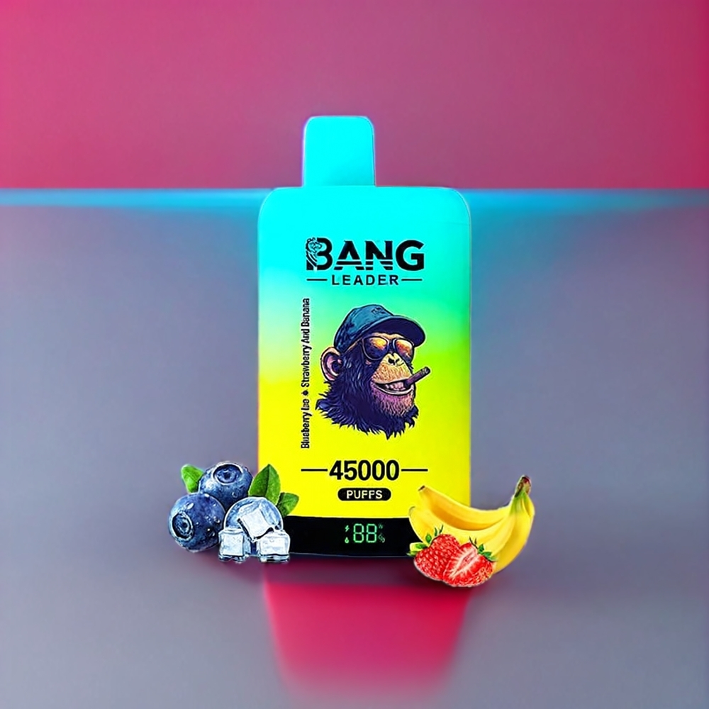 Australia Wholesale Bang Leader 45000 Puffs Disposable Vape – Dual Flavor, Smart Screen, Type-C (Blueberry Ice Strawberry Banana)
