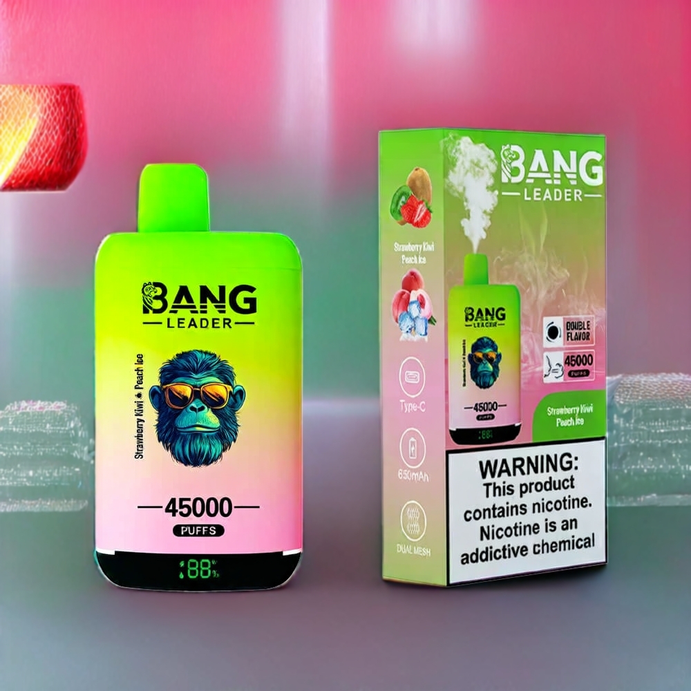 Australia Wholesale Bang Leader 45000 Puffs Disposable Vape – Dual Flavor, Smart Screen, Type-C USB, 0%-5% Nicotine (Strawberry Kiwi Peach Ice)