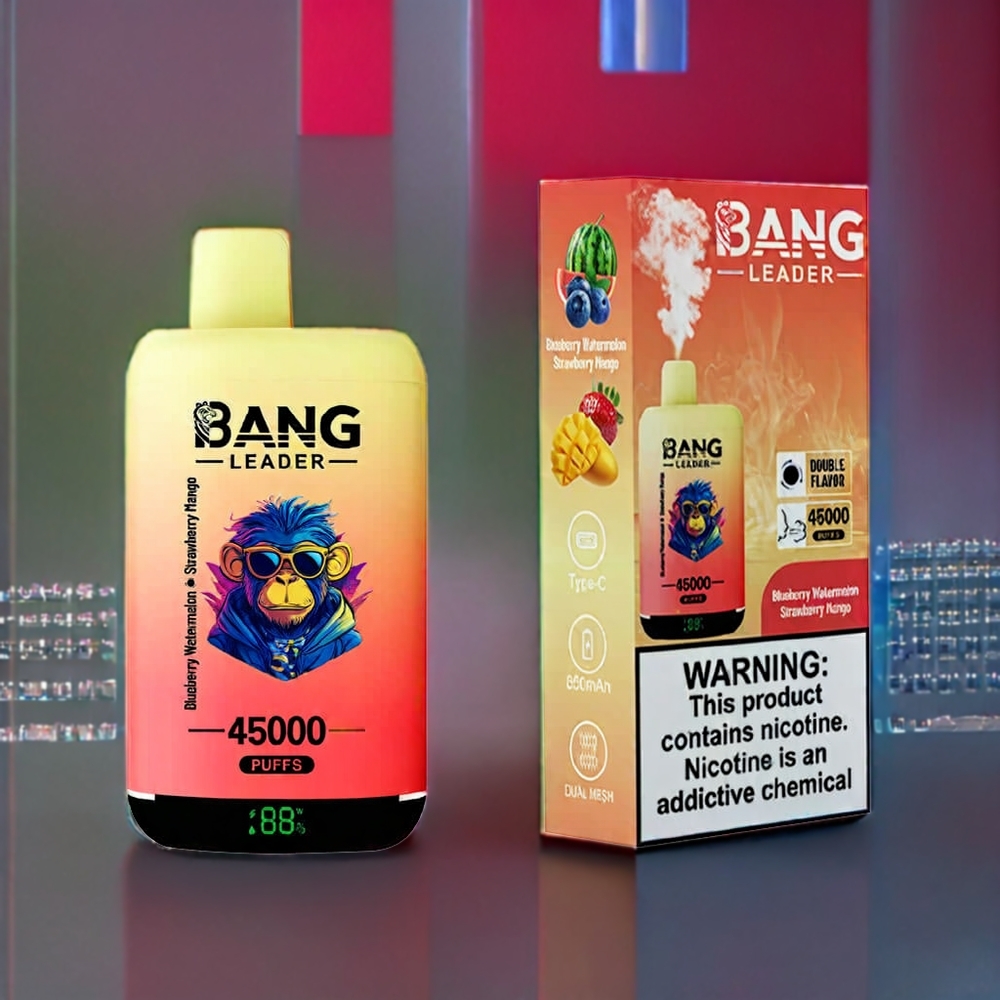 Australia Wholesale Bang Leader 45000 Puffs Disposable Vape – Smart Screen, Dual Flavor, 0-5% Nicotine (Blueberry Watermelon Strawberry Mango)