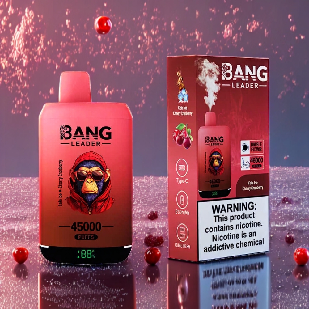 Australia Wholesale Bang Leader 45000 Puffs Dual Flavor Disposable Vape – Cola Ice Cherry Cranberry (0%/2%/3%/5% Nicotine, Smart Screen, Type-C USB)