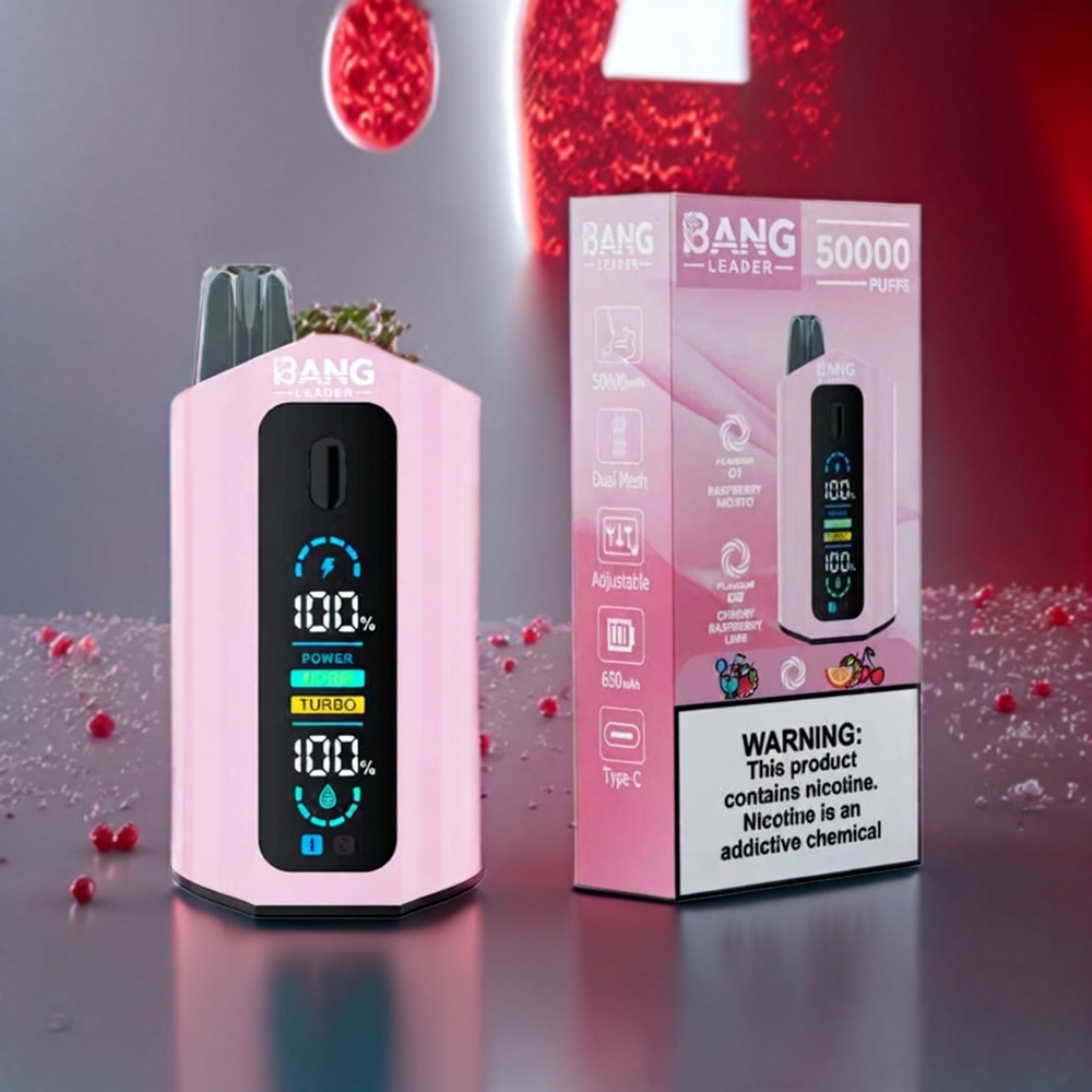 Australia Wholesale Bang Leader 50000 Puffs Disposable Vape - 2-in-1 Flavors, 13400mAh Battery, 36ml E-liquid (Raspberry Mojito Cherry Raspberry Lime)