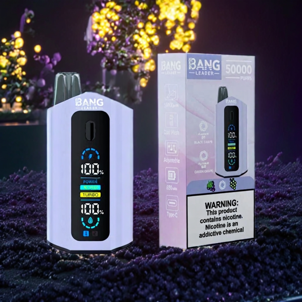 Bang Leader 50000 Puffs Australia Wholesale - 13400mAh Battery, 36mL E-liquid, 2-in-1 Flavors (Black Grape Green Grape)