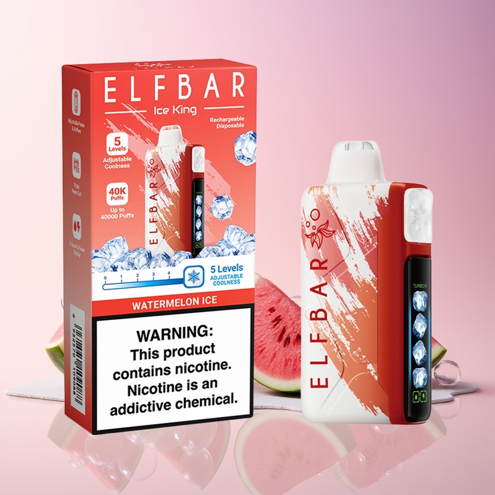 Elf Bar Ice King 40000 Puffs Disposable Vape – 20mL 5% Nicotine, Rechargeable, Adjustable Cooling – Australia Wholesale (Watermelon Ice)