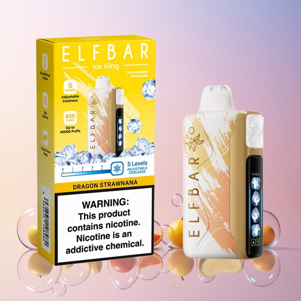 Elf Bar Ice King 40000 Puffs Disposable Vape – 20ml E-Liquid, 5% Nicotine, Rechargeable Battery – Australia Wholesale – Dragon Strawnana