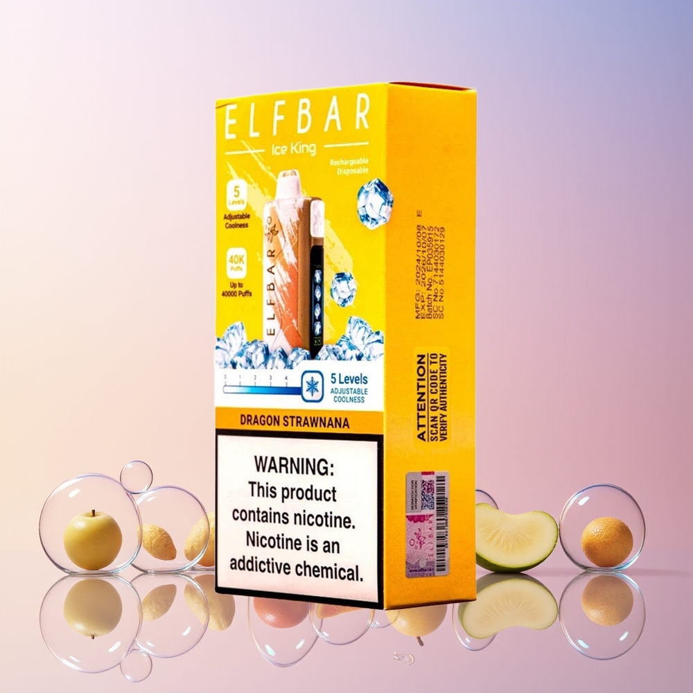 Elf Bar Ice King 40000 Puffs Disposable Vape – 20ml E-Liquid, 5% Nicotine, Rechargeable Battery – Australia Wholesale – Dragon Strawnana