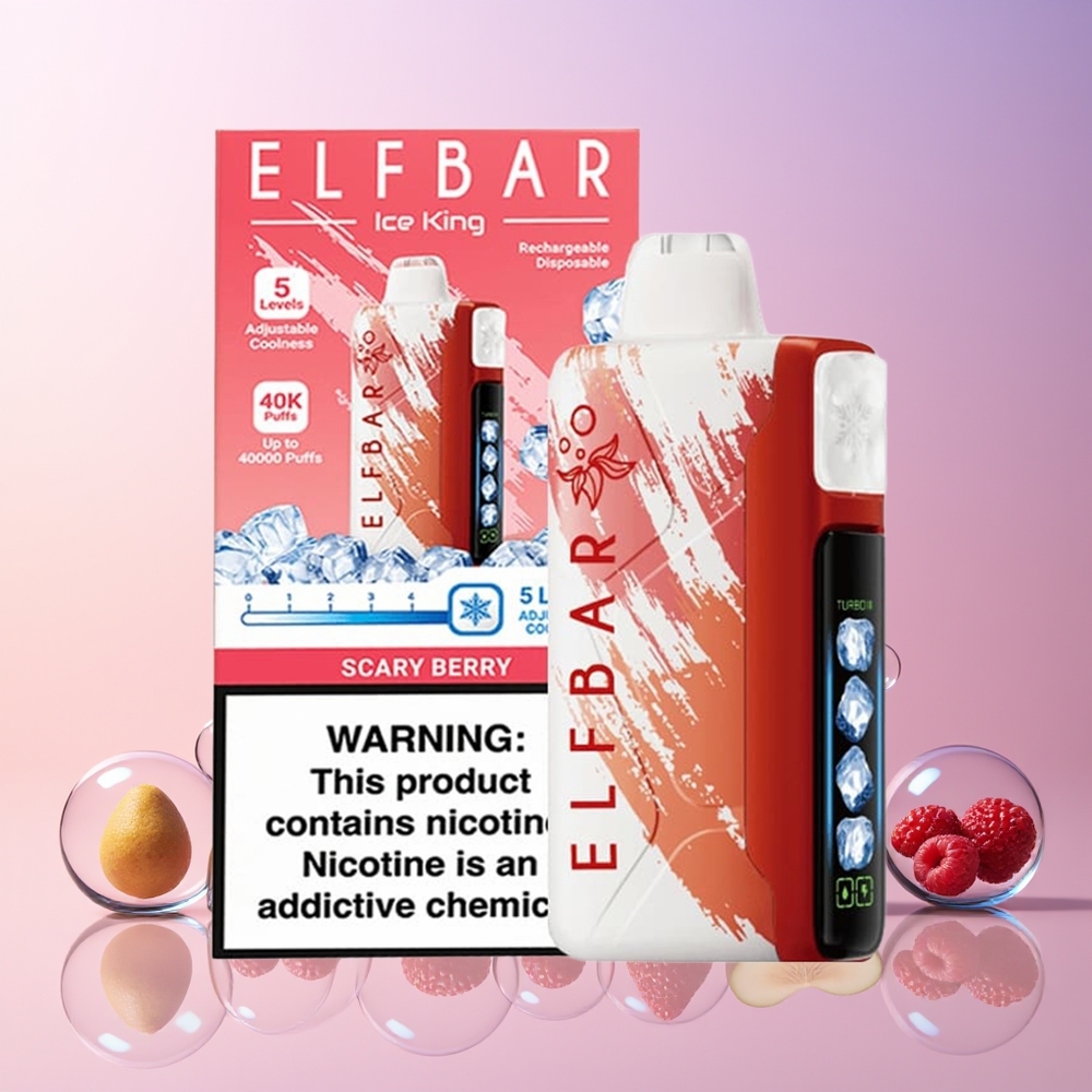 Elf Bar Ice King 40000 Puffs – Rechargeable, Adjustable Cooling, Australia Wholesale (Scary Berry)