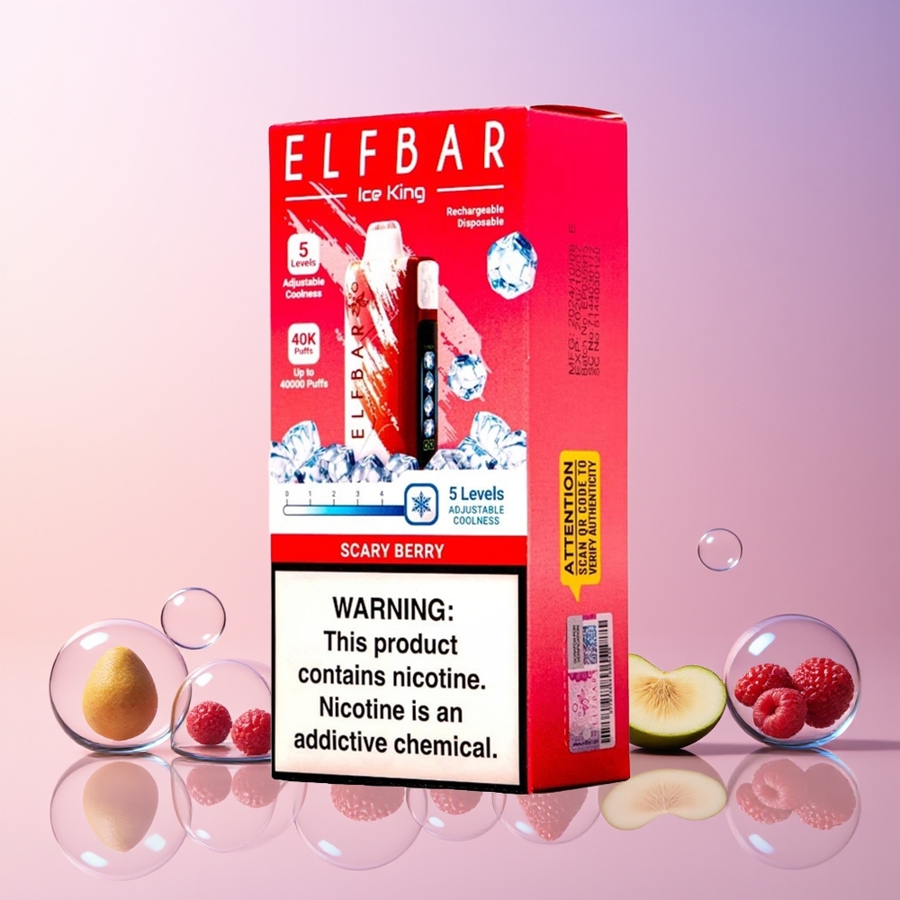 Elf Bar Ice King 40000 Puffs – Rechargeable, Adjustable Cooling, Australia Wholesale (Scary Berry)
