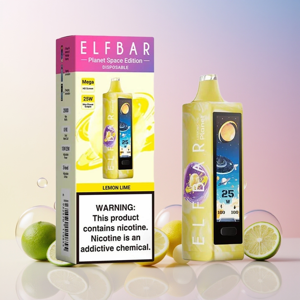 Elf Bar Planet 25000 Puffs Disposable Vape – 18ml E-liquid, 5% Nicotine, Rechargeable (Australia Wholesale) – Lemon Lime