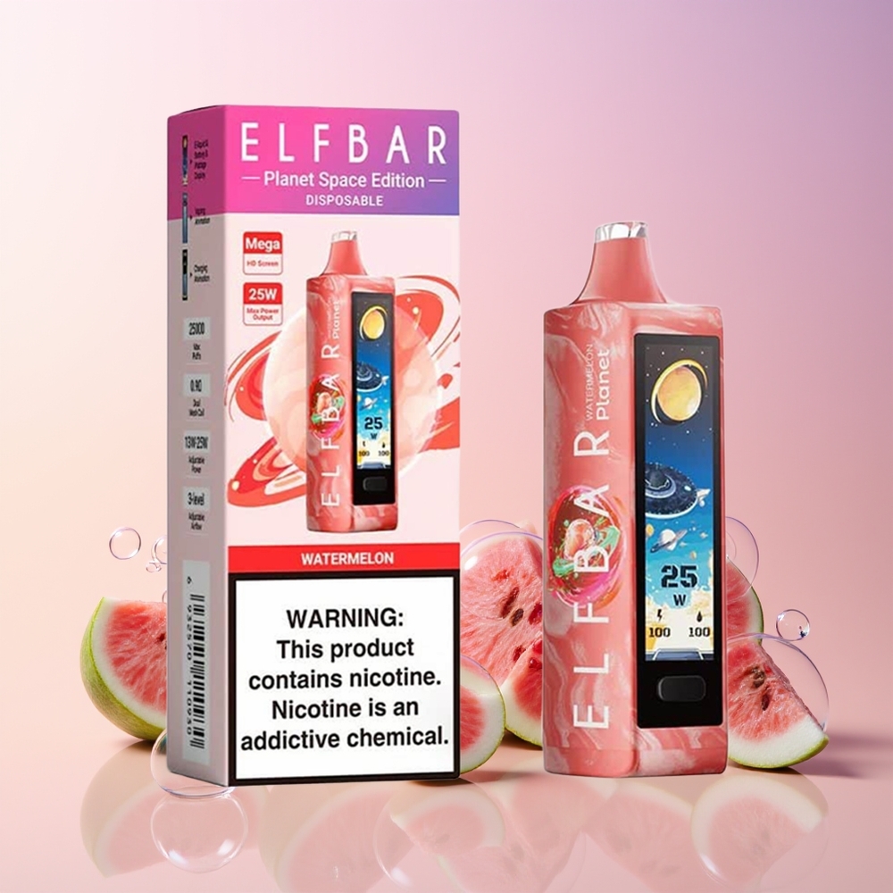 Elf Bar Planet 25000 Puffs Disposable Vape – 50mg Nicotine, 18ml, Rechargeable (Australia Wholesale) – Watermelon