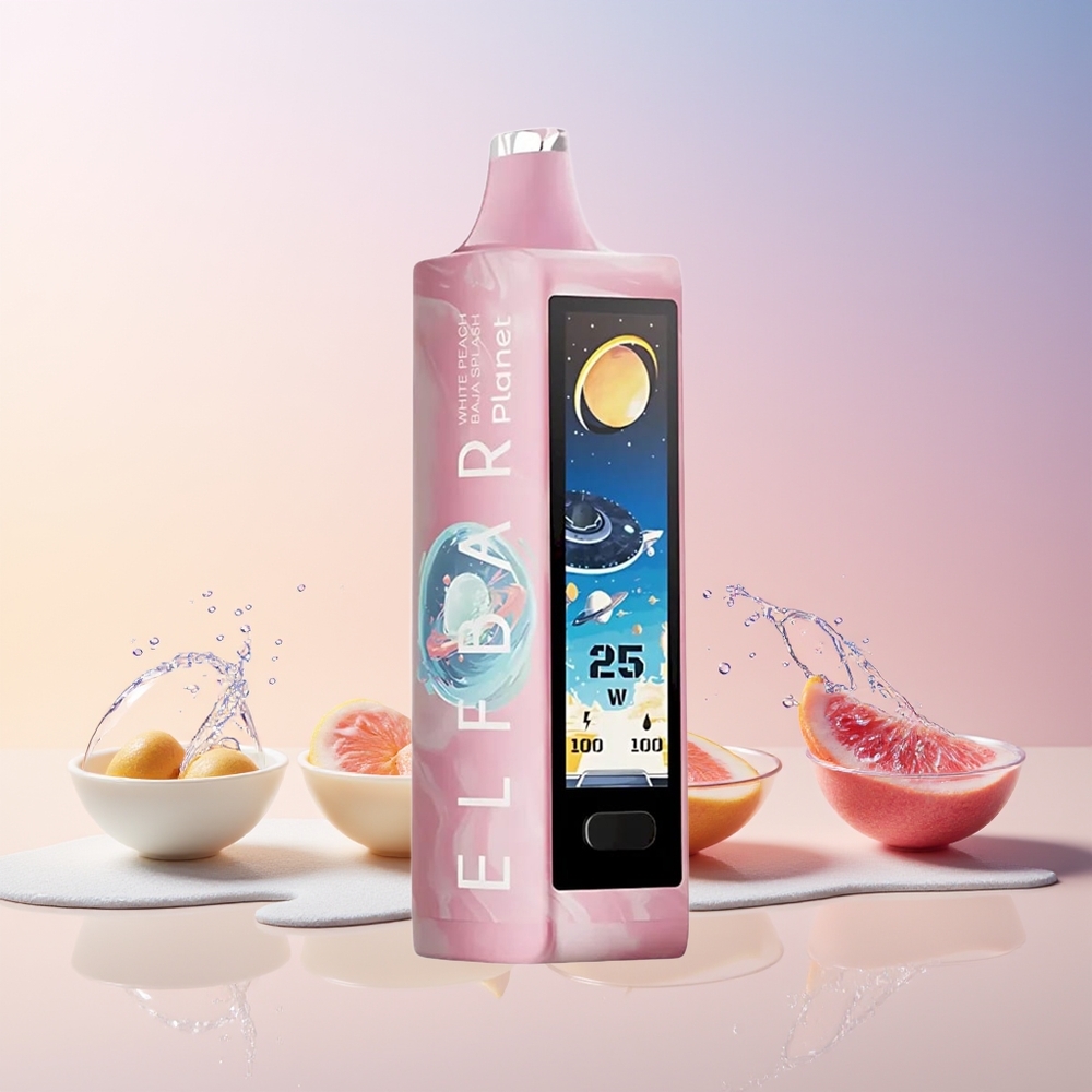 Elf Bar Planet 25000 Puffs Disposable Vape – 5% Nicotine, 18mL, 800mAh Rechargeable, Mesh Coil (White Peach Baja Splash) | Australia Wholesale