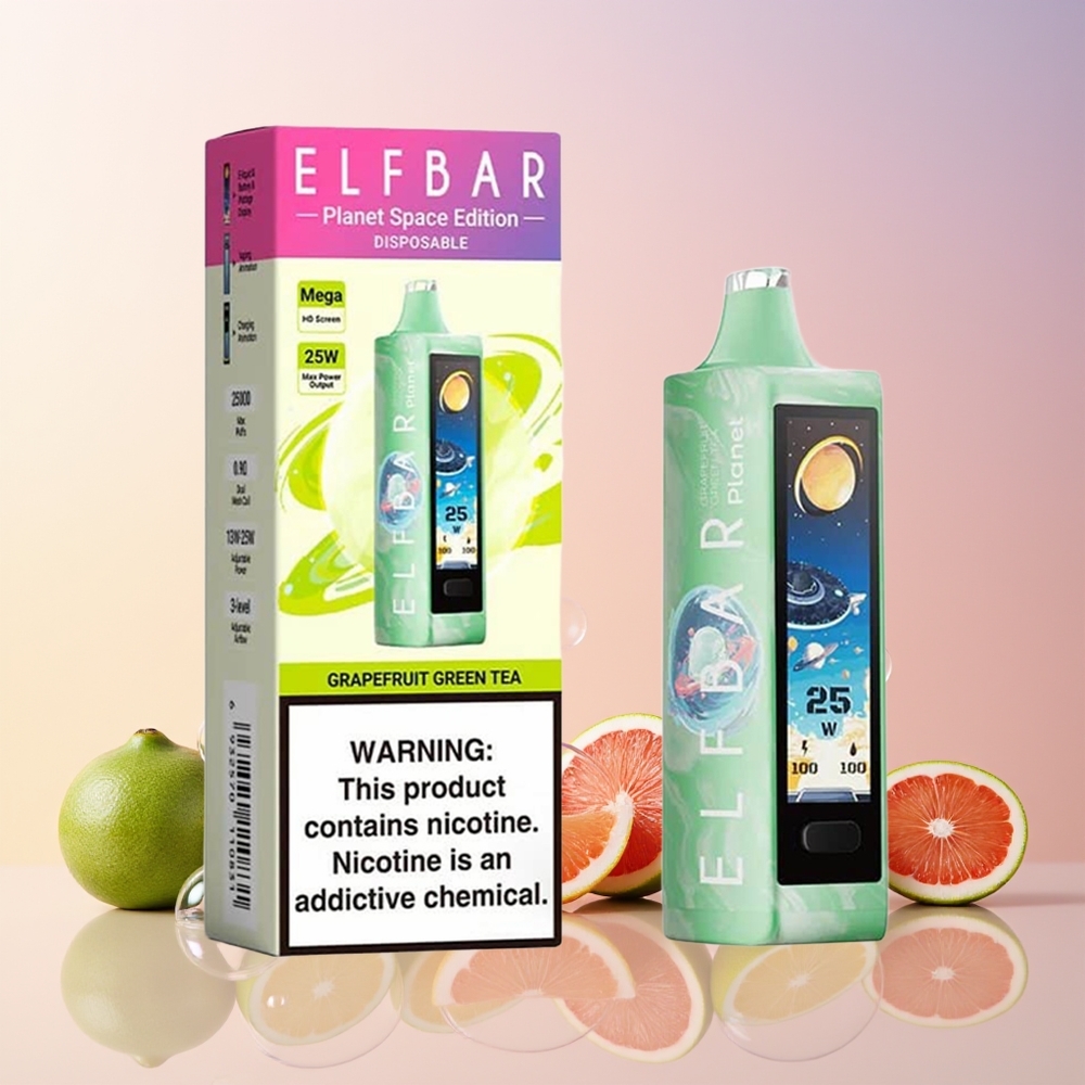 Elf Bar Planet 25000 Puffs Disposable Vape – 5% Nicotine, 18ml E-liquid, Rechargeable 800mAh (Grapefruit Green Tea) | Australia Wholesale