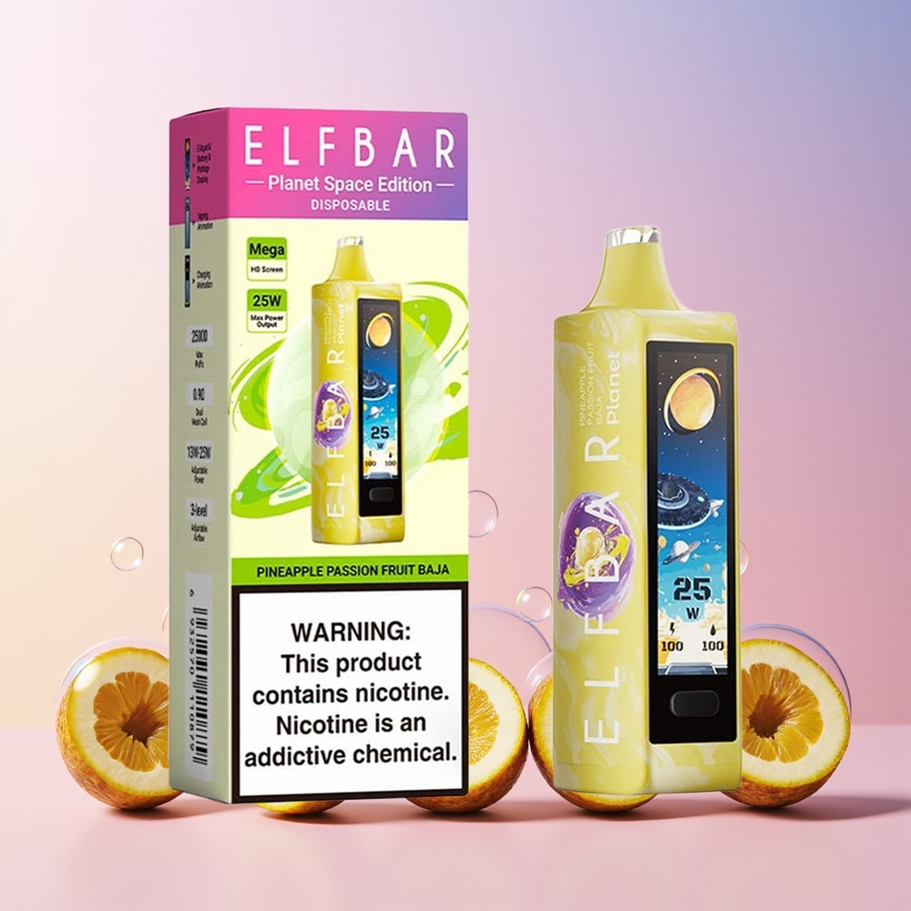 Elf Bar Planet 25000 Puffs Disposable Vape – 5% Nicotine, 18ml E-liquid, Rechargeable (Australia Wholesale) – Pineapple Passion Fruit Baja