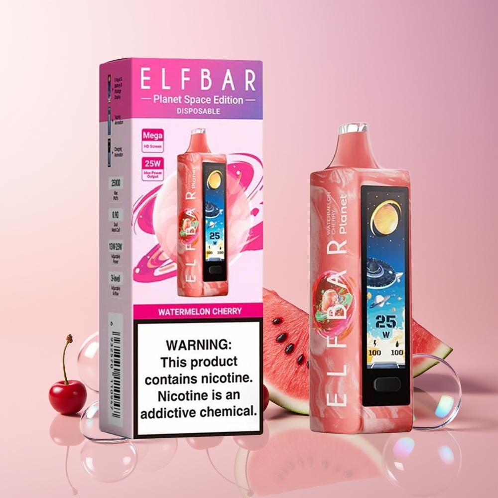 Elf Bar Planet 25000 Puffs Disposable Vape – 5% Nicotine, 18ml E-liquid, Rechargeable (Australia Wholesale) – Watermelon Cherry