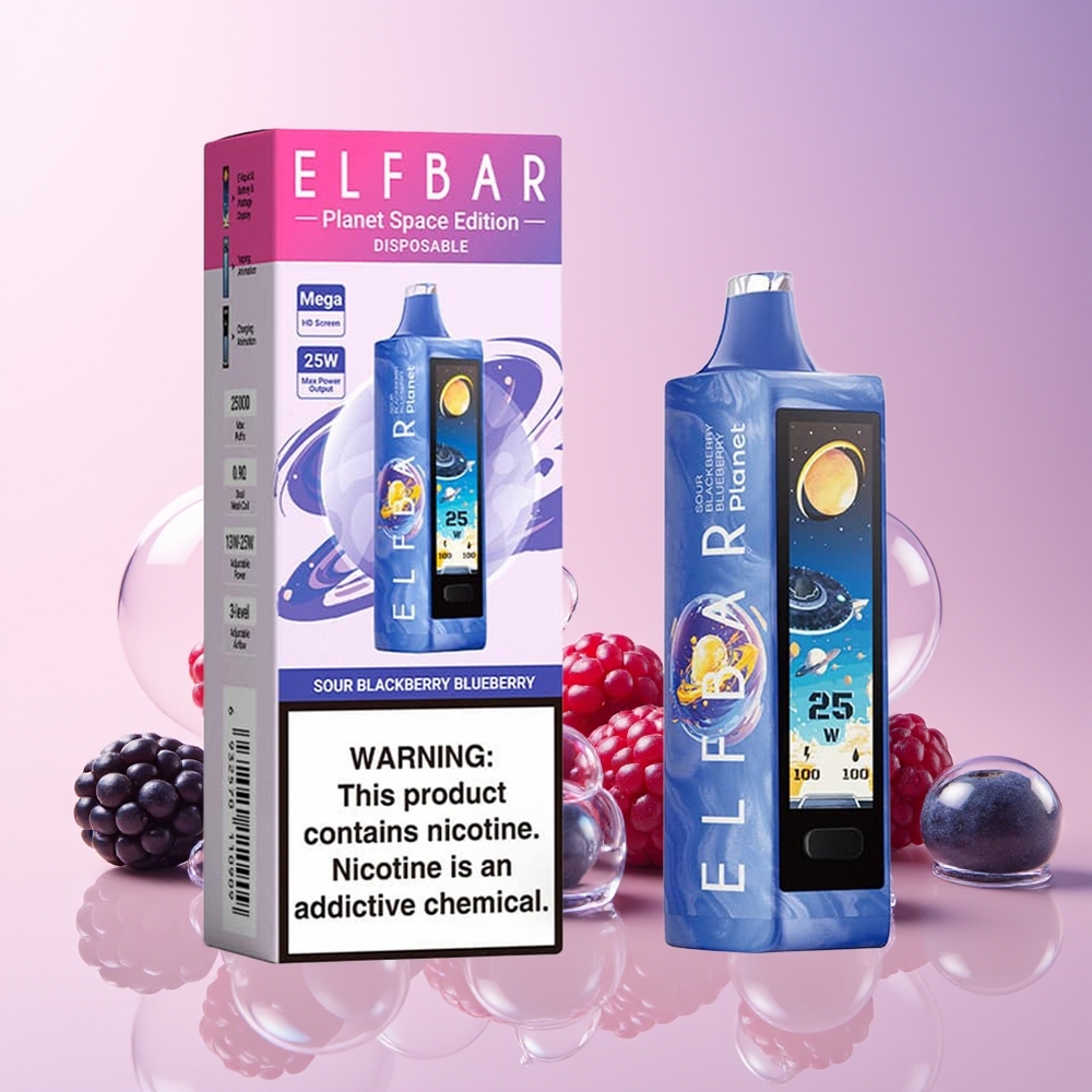Elf Bar Planet 25000 Puffs Disposable Vape – Sour Blackberry Blueberry | 5% Nicotine, 18ml E-liquid, Rechargeable | Australia Wholesale