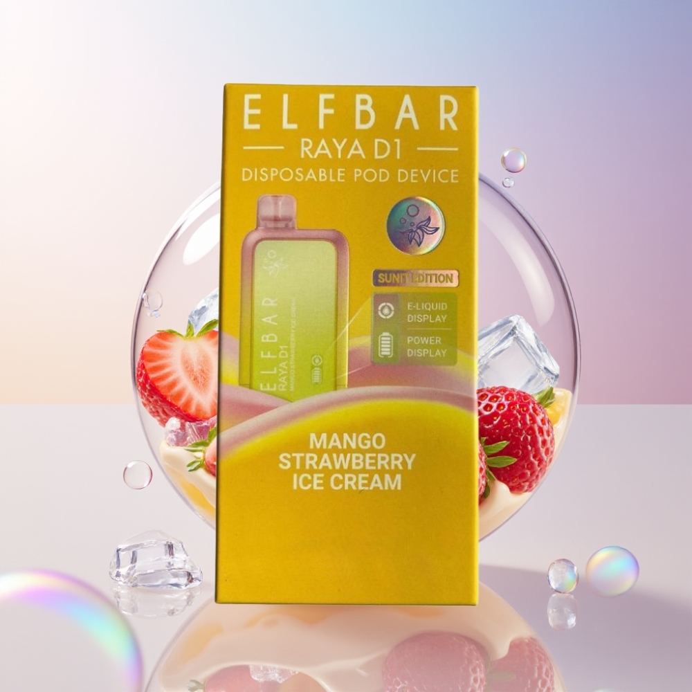 Elf Bar Raya D1 13000 Puffs 18ml 650mAh Rechargeable Australia Wholesale Disposable Vape Mango Strawberry Ice Cream