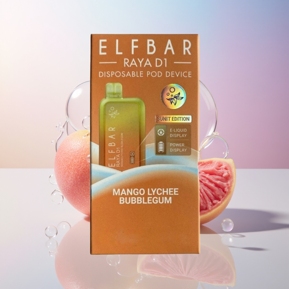 Elf Bar Raya D1 Australia Wholesale 13000 Puffs 18ml 5% Nicotine Disposable Vape Mango Lychee Bubblegum