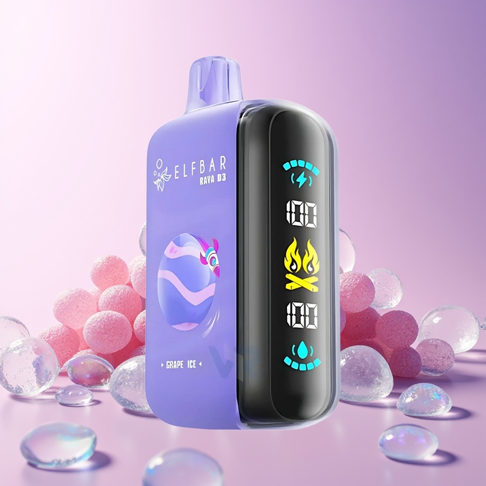 Australia Wholesale ELF BAR RAYA D3 25000 Puffs Disposable Vape – 23ml Pre-Filled, 5% Nicotine, Type-C Rechargeable, Grape Ice