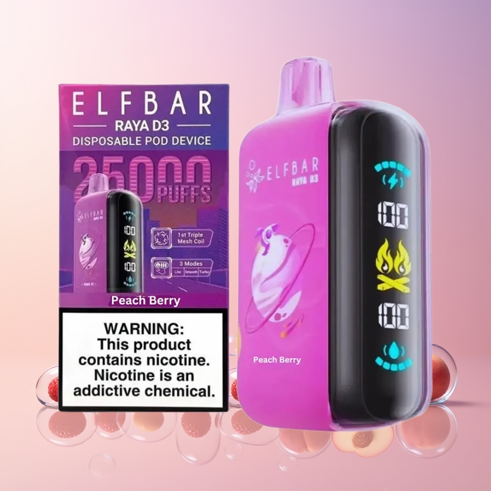 ELF BAR RAYA D3 25000 Puffs Disposable Vape – 23ml Pre-Filled, 5% Nicotine, Rechargeable (Australia Wholesale)