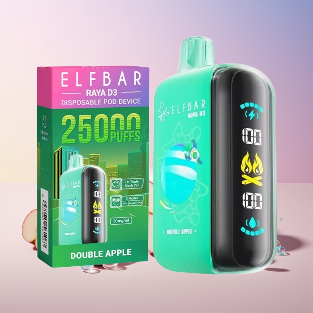 ELF BAR RAYA D3 25000 Puffs Disposable Vape (850mAh Rechargeable, 23ml Pre-Filled, 5% Nicotine) – Australia Wholesale – Double Apple