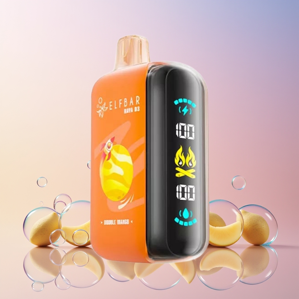 ELF BAR RAYA D3 25,000 Puffs Disposable Vape – 23mL Pre-Filled, 5% Nicotine, Type-C Charging – Australia Wholesale (Double Mango)