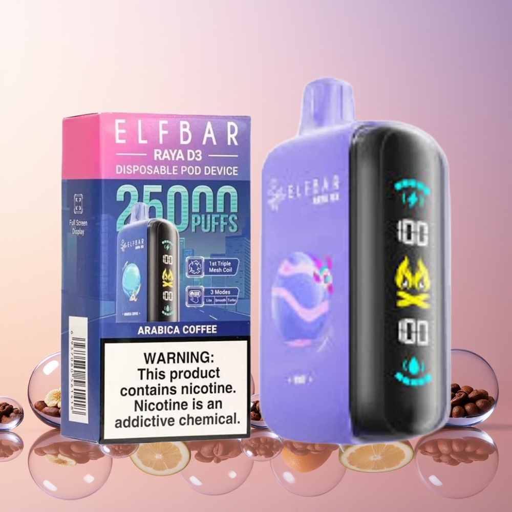 ELF BAR RAYA D3 25,000 Puffs Disposable Vape – 23mL Pre-Filled, 5% Nicotine, Type-C Rechargeable (Australia Wholesale)