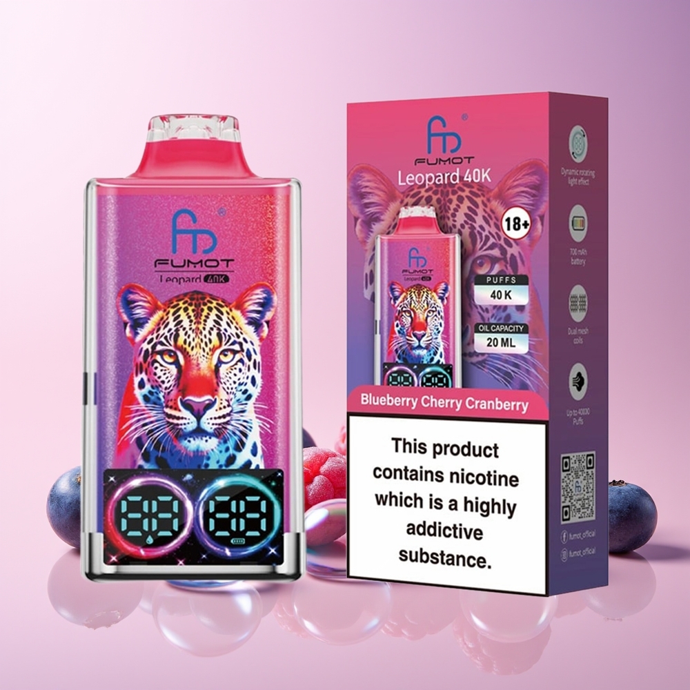 Fumot Leopard 40K Disposable Vape – 700mAh Dual Mesh, Type-C Charging, Australia Wholesale (Blueberry Cherry Cranberry)