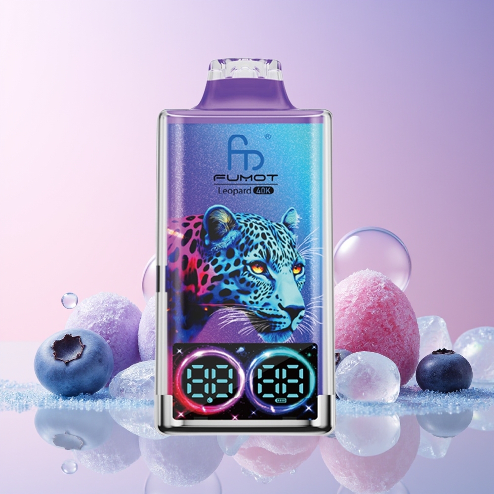 Fumot Leopard 40K Puffs – Australia Wholesale | 5% Nicotine, Dual Mesh, Type-C Charging, Digital Display (Blueberry on Ice)