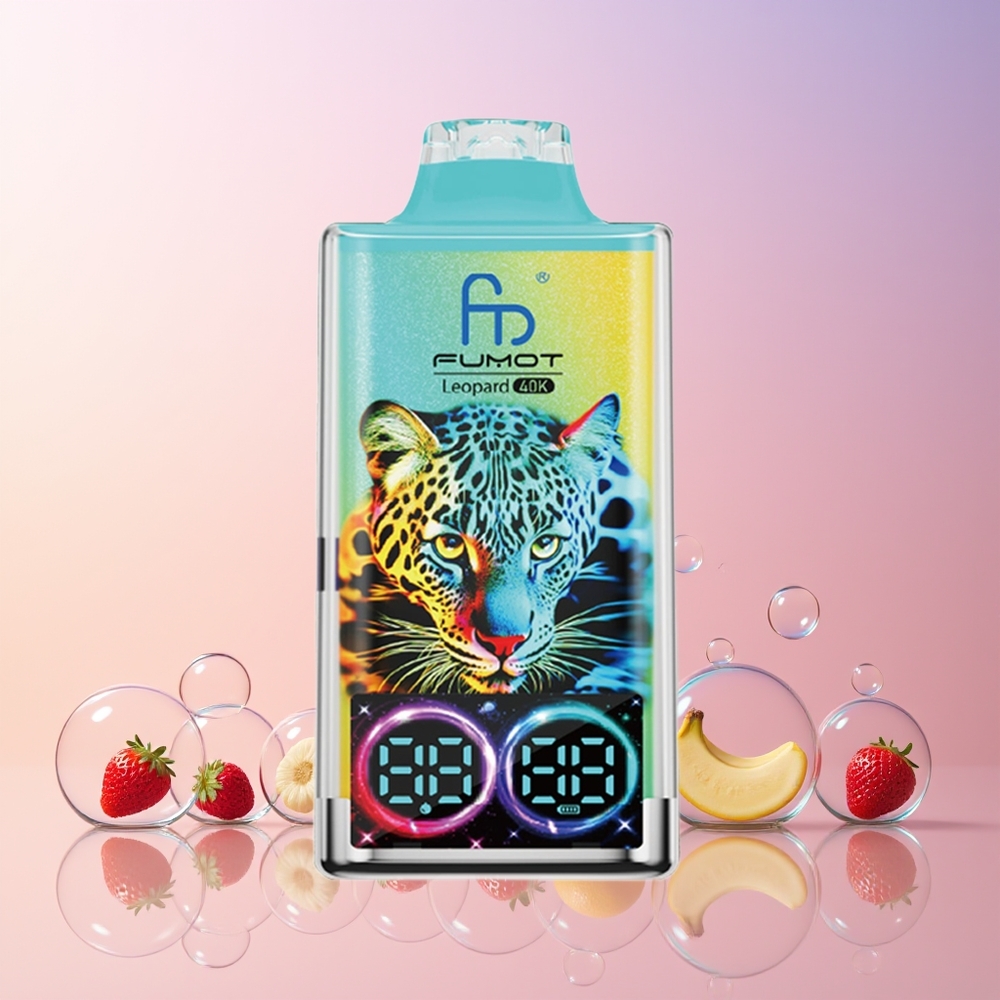 Fumot Leopard 40K Puffs Disposable Vape – 5% Nicotine, Dual Mesh, Type-C Charging, Australia Wholesale (Strawberry Banana)