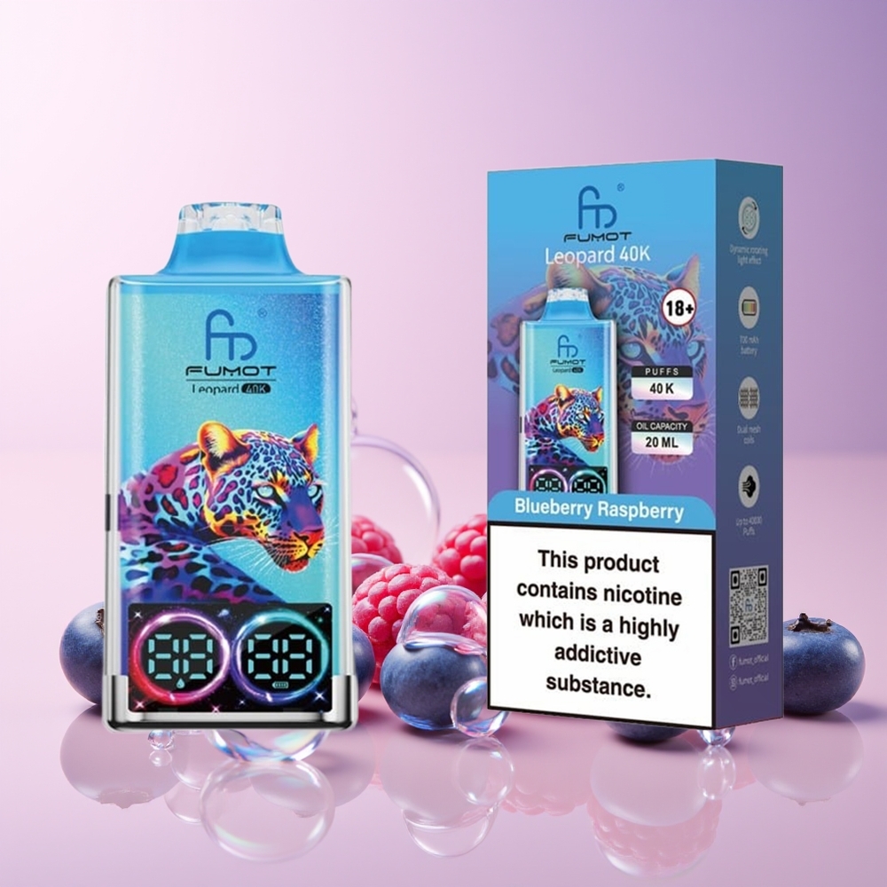 Fumot Leopard 40K Puffs Disposable Vape – 700mAh Dual Mesh, Type-C Charging, Australia Wholesale (Blueberry Raspberry)