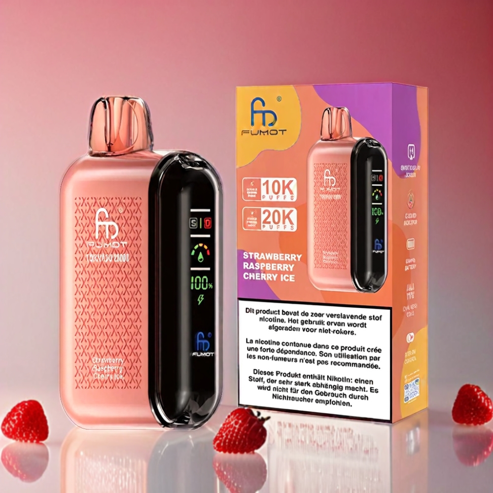 Fumot Tornado 20000 Puffs Vape - Strawberry Raspberry Cherry Ice
