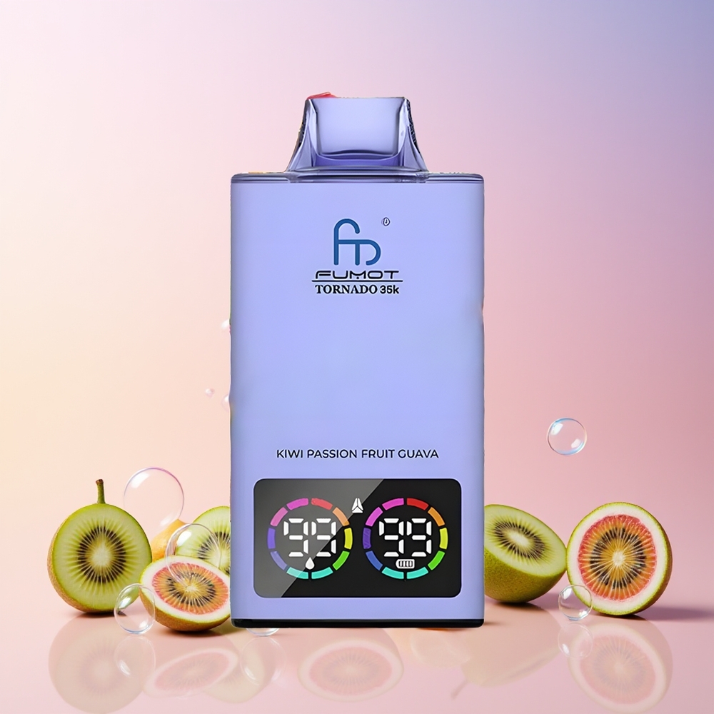 Fumot Tornado 35K Australia Wholesale – 15mL E-Liquid, Dual Mesh Coil, 700mAh Fast USB-C Charging (Kiwi Passion Fruit Guava)